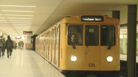 Train goes out from the station Stock-Footage 1081200