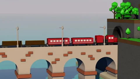 The train goes over the bridge Stock Footage 229499011