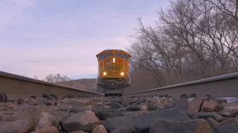 Train Goes Over Camera Stock Footage 94723907