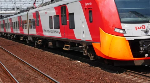 Train Goes Past the Station Stock Footage 64765073