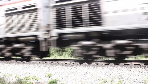 The train goes by rail, a lot of empty wagons Stock Footage 93604823