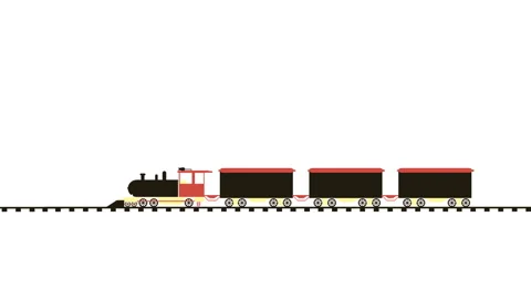 The train goes on rails on a white background Stock-Footage 92330933