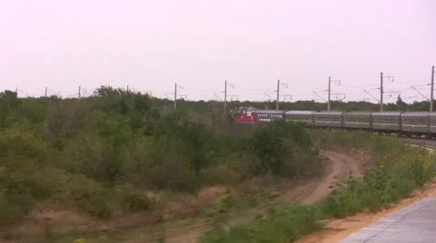 The train goes on railway Stock Footage 10576593