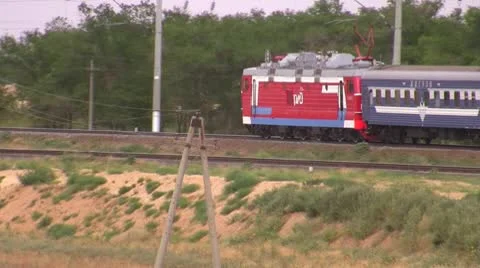 The train goes on railway Stock Footage 10576598