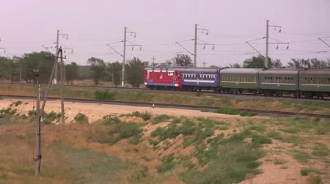 The train goes on railway Stock Footage 10576601