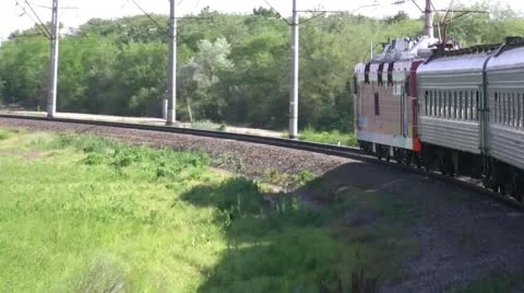 The train goes on railway Stock Footage 10576620