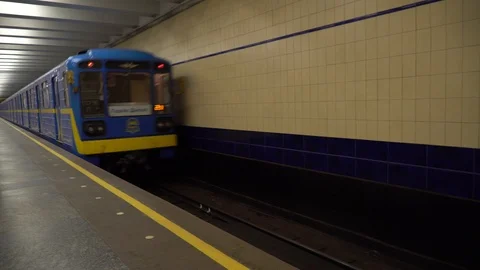 Train goes from the subway underground station Stock Footage 111647409