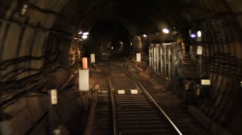 Train goes through a subway tunnel. Video stock 8569617