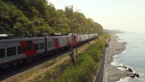 A train is going along the beach Stock Footage 101575794
