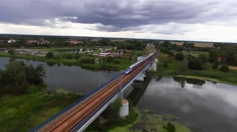 Train going on bridge Stock Footage 68342432
