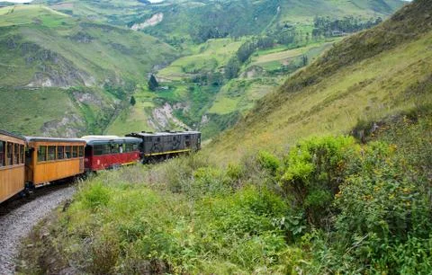 Train going to Devils Nose landmark in Ecuador Stock Photos