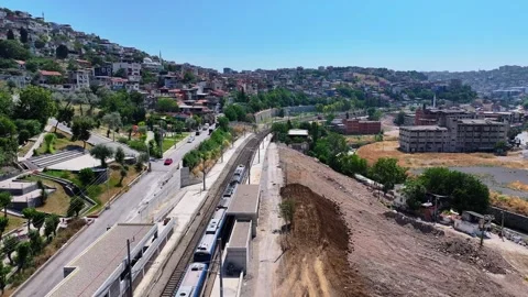 Train going in Izmir Stock Footage 320569354