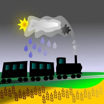 Train going landscape Stock Illustration