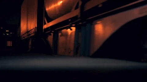 A train going in the night  Stock Footage 86316437
