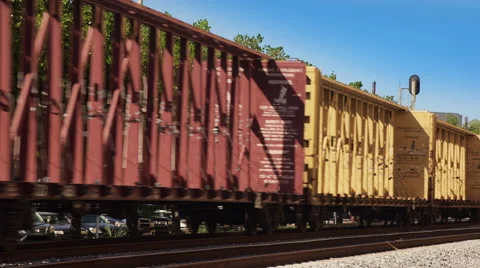 Train going by on Railroad Tracks Stock Footage 59619925