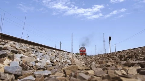 A train is going on the rails Stock Footage 101579635