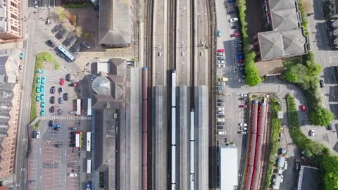 Train going into station Stock Footage 274233119