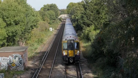 Train going through a tunnel in England Stock Footage 82722561
