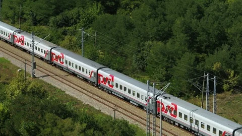 A train is going through the woods Stock Footage 101577528