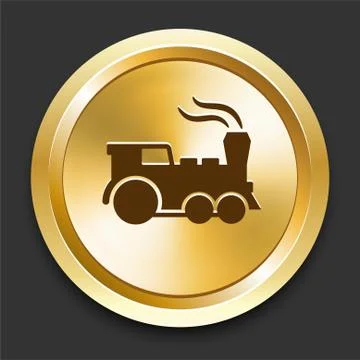 Train on Golden Internet Button Stock Illustration
