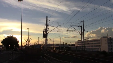 Train in golden sunset Stock Footage 70029914