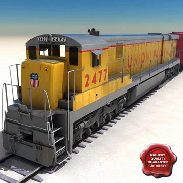 Train with goods wagons 3D Model