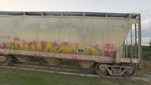 Train with Graffitti Video stock 96628307