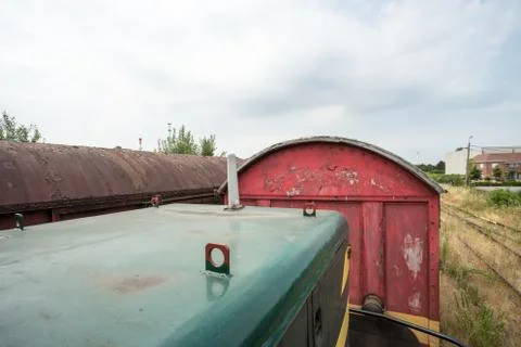 An train graveyard Foto stock