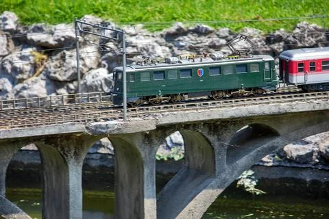 Train in the green scenery Stock Photos