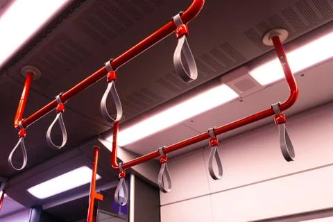 Train Hand Straps Stock Photos