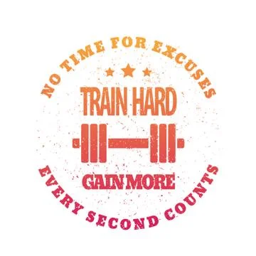 Train hard round emblem on white, vector illustration Ilustração Stock