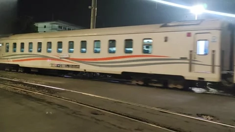 A train that has just arrived to carry passengers Stock Footage 277746005
