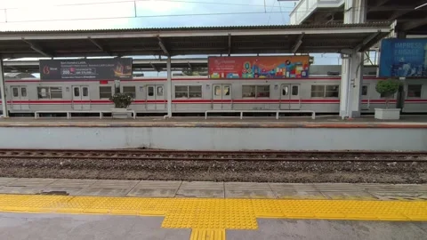 A train that has just left the station Stock Footage 310091945