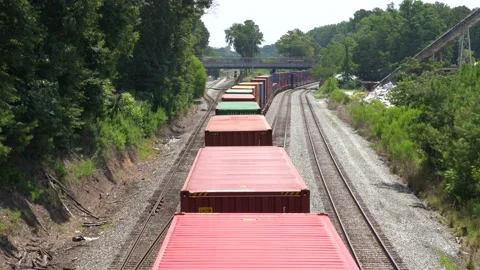 Train Hauling Shipping Containers Video stock 134632815