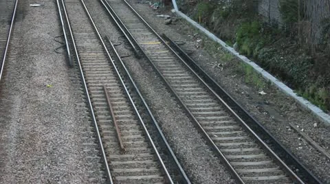 Train heads through frame Video stock 20559859