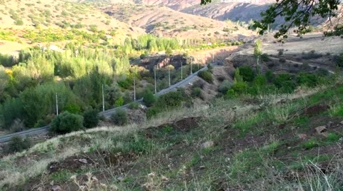 Train from the hills Stock Footage 42804928