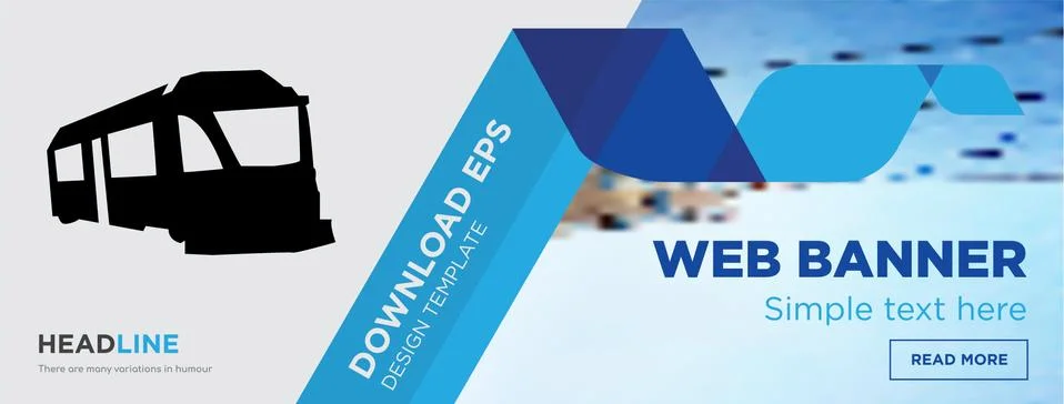 Train horizontal webpage banner template design with flat icon and blue Illustrazione stock gratuita