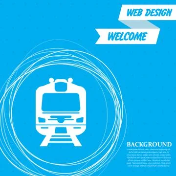 Train icon on a blue background with abstract circles around and place for yo Stock-Illustration