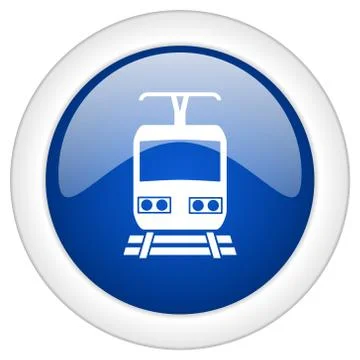 Train icon, circle blue glossy internet button, web and mobile app illustrati Stock Illustration
