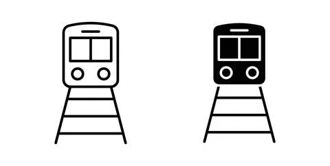 Train icon collection in black, Line icons, flat symbols Stock Illustration