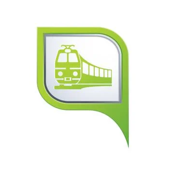 Train icon on green map pointer Stock Illustration