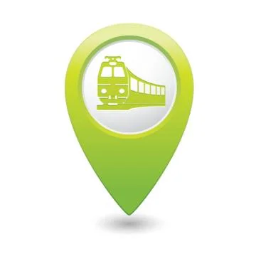 Train icon on map pointer green Stock Illustration