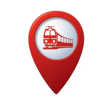 Train icon on map pointer Stock Illustration