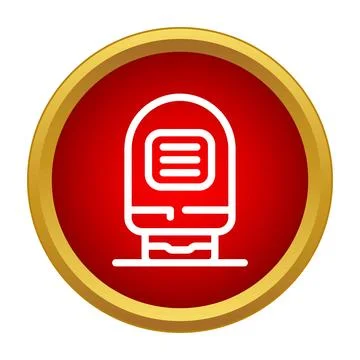 Train icon on red button symbolizing transportation Stock Illustration
