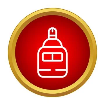 Train icon on red circle with gold frame イラスト素材