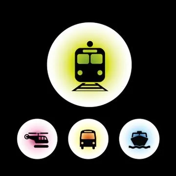 Train icon set Stock Illustration