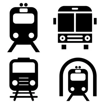 Train icon set a vector illustration of transport symbols train for travel Stock Illustration