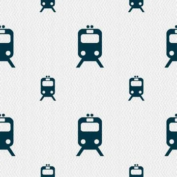 Train icon sign. Seamless pattern with geometric texture. Vector Illustrazione stock