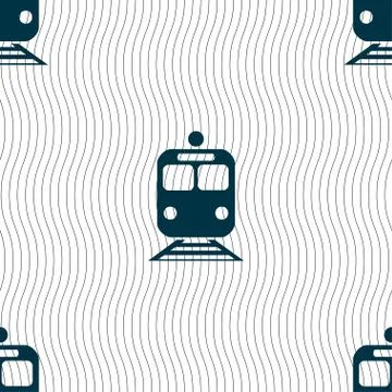 Train icon sign. Seamless pattern with geometric texture. Vector イラスト素材