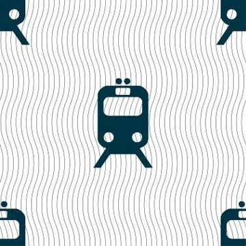 Train icon sign. Seamless pattern with geometric texture. Vector Stock Illustration